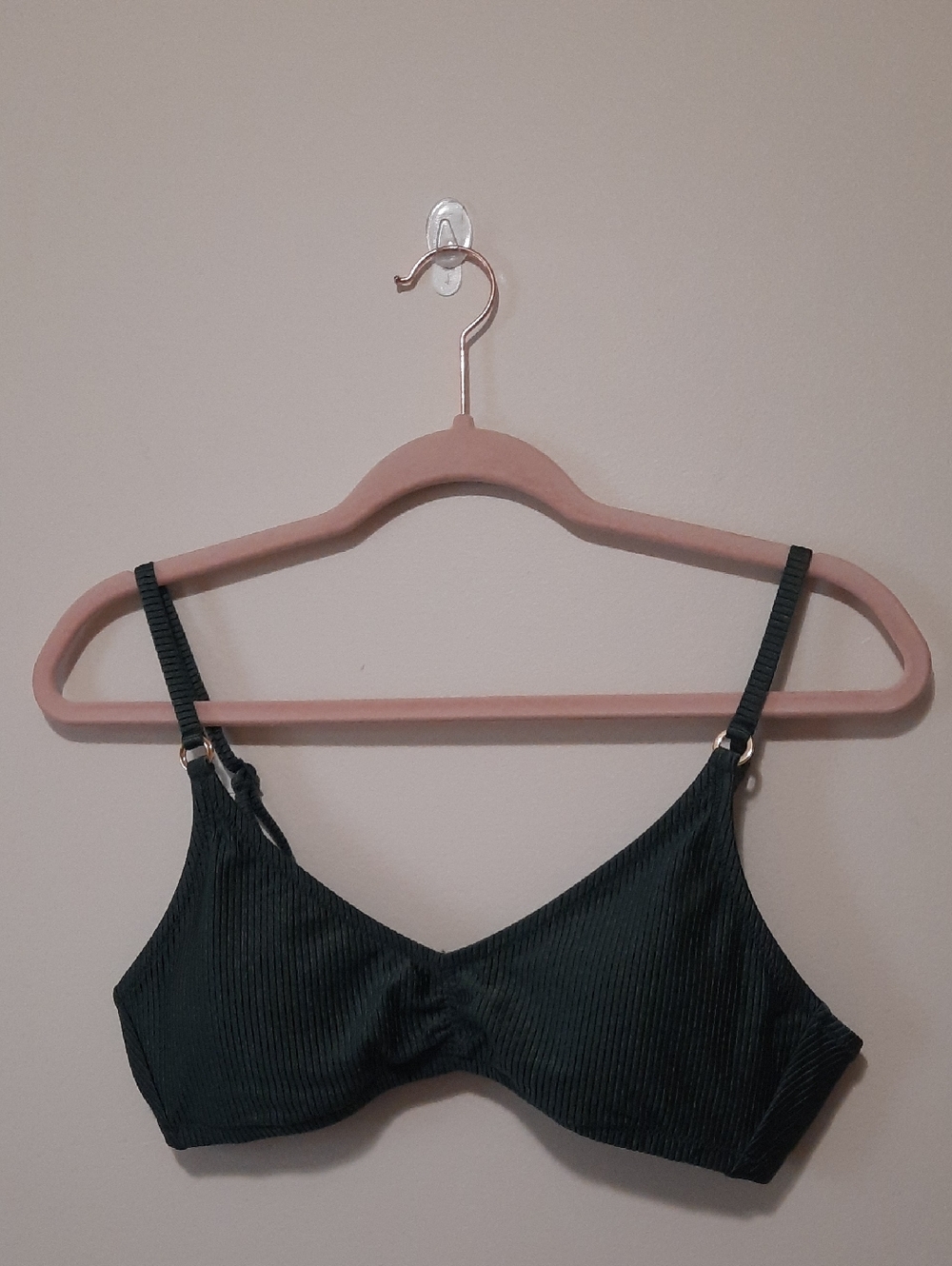 aerie Dark Green Ribbed Bikini Top